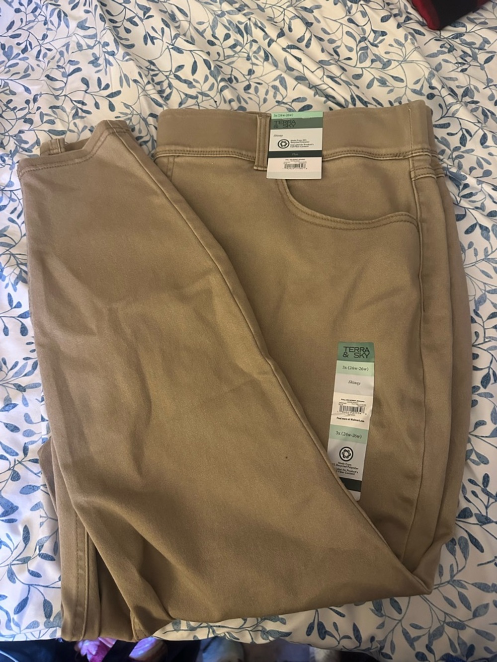 Terra & Sky Women's 3X Pull On Skinny Jegging Jeans QUINN WASH Light Brown